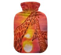 Botella de agua caliente con funda, jirafa africana puesta de sol, bolsa de agua caliente a prueba de fugas para calentador de manos y pies, cuello, hombros, espalda, alivio del dolor muscular,