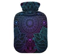 Botella de agua caliente con funda, Magic Mandala 2L a prueba de fugas, bolsa de agua caliente para calentador de manos, pies, cuello, hombros, espalda, alivio del dolor muscular, compresa fría