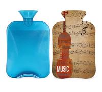 Botella de agua caliente con funda para violín con nota musical, bolsa de agua de gran capacidad de 2 L, para noches acogedoras, alivio del dolor, espalda, cuello y hombros