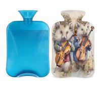Botella de agua caliente con funda para violín y erizo musical, 2 L, gran capacidad, para noches acogedoras, alivio del dolor, espalda, cuello y hombros