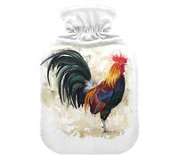 Botella de agua caliente con funda, pintura de gallo de granja, bolsa de agua caliente a prueba de fugas para calentador de manos, pies, cuello, hombros, espalda, alivio del dolor muscular, compresa