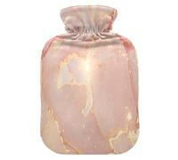 Botella de agua caliente con funda suave, bolsa de agua fría caliente extraíble para aliviar el dolor, calambres menstruales, calentadores de pies, M Luxury Dusty Rose Gold Stone Quartz