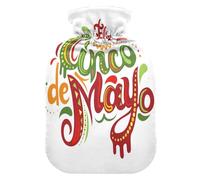Botella de agua caliente con funda suave, bolsa de agua fría caliente extraíble para aliviar el dolor, calambres menstruales, calentadores de pies, M Feliz Cinco de Mayo Bright Ornate