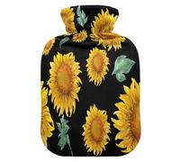 Botella de agua caliente con funda suave, bolsa de agua fría caliente extraíble para aliviar el dolor, calambres menstruales, calentadores de pies, M, flor amarilla girasol