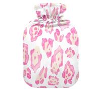Botella de agua caliente con funda suave, bolsa de agua fría caliente extraíble para aliviar el dolor, calambres menstruales, calentadores de pies, estampado de leopardo de acuarela M