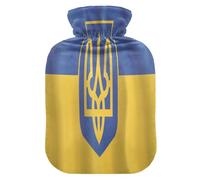 Botella de agua caliente con funda suave, bolsa de agua fría caliente extraíble para aliviar el dolor, calambres menstruales, calentadores de pies, bandera nacional S símbolo ucraniano