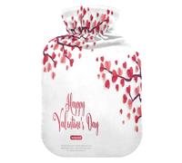 Botella de agua caliente con funda suave, bolsa de agua fría caliente extraíble para aliviar el dolor, calambres menstruales, calentadores de pies, M Happy Saint Valentines Day Concept Trees