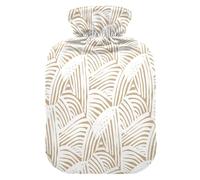 Botella de agua caliente con funda suave, bolsa de agua fría caliente extraíble para aliviar el dolor, calambres menstruales, calentadores de pies, patrón abstracto, textura amarilla