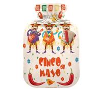Botella de agua caliente con funda suave, bolsa de agua fría caliente extraíble para alivio del dolor, calambres menstruales, calentadores de pies, póster mexicano M, estilo retro, bienvenido a México