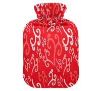 Botella de agua caliente con funda suave, bolsa de agua fría caliente extraíble para alivio del dolor, calambres menstruales, calentadores de pies, patrón repetitivo de tallos tradicionales rosados