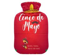 Botella de agua caliente con funda suave, bolsa de agua fría caliente extraíble para alivio del dolor, calambres menstruales, calentadores de pies, S Cinco de Mayo Flyer mexicano