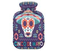 Botella de agua caliente con funda suave, bolsa de agua fría caliente extraíble para alivio del dolor, calambres menstruales, calentadores de pies M Cinco de Mayo Holiday México