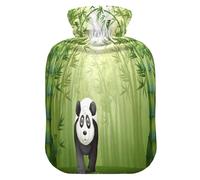 Botella de agua caliente con funda suave extraíble bolsa de agua fría caliente para aliviar el dolor, calambres menstruales, calentadores de pies, S oso panda caminando bosque de bambú