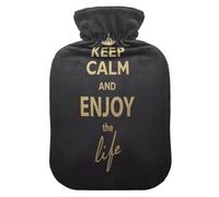 Botella de agua caliente con funda suave extraíble bolsa de agua fría caliente para aliviar el dolor, calambres menstruales, calentadores de pies M Keep Calm and Enjoy The Life
