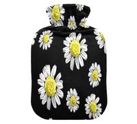 Botella de agua caliente con funda suave extraíble bolsa de agua fría caliente para alivio del dolor, calambres menstruales, calentadores de pies, patrón de flores de manzanilla M
