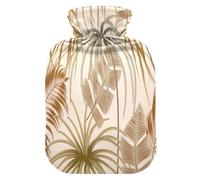 Botella de agua caliente con funda suave extraíble bolsa de agua fría caliente para alivio del dolor, calambres menstruales, calentadores de pies, M exótica selva planta tropical