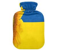 Botella de agua caliente con funda suave extraíble bolsa de agua fría caliente para alivio del dolor, calambres menstruales, calentadores de pies M símbolo de girasoles de Ucrania