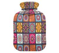 Botella de agua caliente con funda suave extraíble bolsa de agua fría caliente para alivio del dolor, calambres menstruales, calentadores de pies, patrón de mandalas S, elementos decorativos vintage