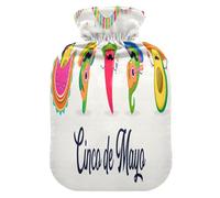 Botella de agua caliente con funda suave extraíble bolsa de agua fría caliente para alivio del dolor, calambres menstruales, calentadores de pies M Cinco de Mayo 5 de mayo Federal 5