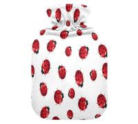 Botella de agua caliente con funda suave extraíble bolsa de agua fría caliente para alivio del dolor, calambres menstruales, calentadores de pies, M Red Lady Bug on White