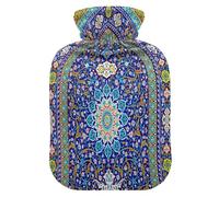 Botella de agua caliente con funda suave extraíble bolsa de agua fría caliente para alivio del dolor, calambres menstruales, calentadores de pies S Blue Irán Jan Beautiful Rich