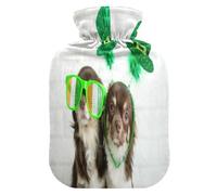 Botella de agua caliente con funda suave extraíble bolsa de agua fría caliente para alivio del dolor, calambres menstruales, calentadores de pies M dos divertidos perros chihuahua posando