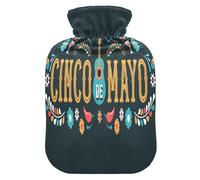 Botella de agua caliente con funda suave extraíble bolsa de agua fría caliente para alivio del dolor, calambres menstruales, calentadores de pies S Cinco de Mayo 5 de mayo Federal 5