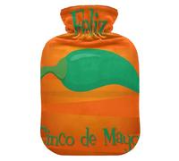 Botella de agua caliente con funda suave extraíble bolsa de agua fría caliente para alivio del dolor, calambres menstruales, calentadores de pies M Feliz Cinco de Mayo Happy