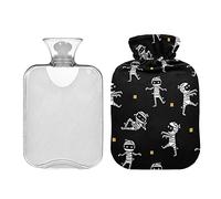 Botella de agua caliente con patrón de momia de Halloween con cubierta, bolsa de agua caliente transparente para calambres menstruales alivio del dolor de cuello y hombro, calentador de manos y pies