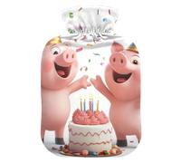 Botella de agua caliente con pies de cubierta suave y calentador de cama, lindo cerdo, botellas de calor para calambres menstruales, alivio del dolor, tamaño mediano