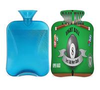 Botella de agua caliente con póster de billar con cubierta esponjosa, botella de bola de billar de gran capacidad, bolsa de agua para noches acogedoras, alivio del dolor, espalda, cuello y hombros