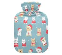 Botella de agua caliente con tapa, 1L bolsa de agua caliente de Navidad Bulldog francés manos calentador para niños hombres mujeres