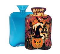 Botella de agua caliente con tapa, 2 L, calabaza malvada, castillo de Halloween, botellas de agua caliente para adultos, calentador/alivio del dolor