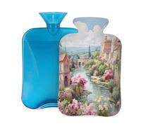 Botella de agua caliente con tapa, 2 L, diseño de arquitectura clásica, para adultos, calentador y alivio del dolor