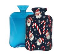 Botella de agua caliente con tapa, 2 L, diseño de caricatura de Papá Noel, bastón, caramelo, botellas de agua caliente para adultos, calentador/alivio del dolor