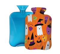 Botella de agua caliente con tapa, 2 L, diseño de dibujos animados de fantasma, para adultos, calentador y alivio del dolor