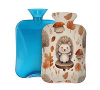 Botella de agua caliente con tapa, 2 L, diseño de erizo de dibujos animados, para adultos, calentador y alivio del dolor