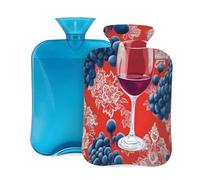 Botella de agua caliente con tapa, 2 L, diseño de flores artísticas, botella de agua caliente para adultos, calentador y alivio del dolor