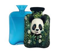 Botella de agua caliente con tapa, 2 L, diseño de panda de la selva, para adultos, calentador y alivio del dolor