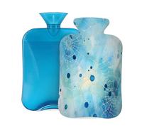 Botella de agua caliente con tapa, 2 L, diseño de telaraña azul, para adultos, calentador y alivio del dolor