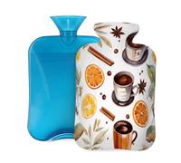 Botella de agua caliente con tapa, 2 L, naranja canela y café, botellas de agua caliente para adultos, calentador/alivio del dolor