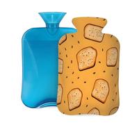 Botella de agua caliente con tapa, 2 L, patrón de pan de sésamo, botellas de agua caliente para adultos, calentador/alivio del dolor