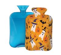 Botella de agua caliente con tapa, 2 L, sombrero de bruja de Halloween, fantasma, botellas de agua caliente para adultos, calentador/alivio del dolor