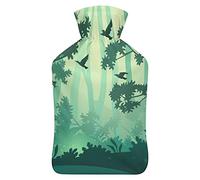 Botella de agua caliente con tapa, árboles del bosque, bolsa de agua caliente de goma para aliviar el dolor, calambres, calentador de pies, terapia de calor y frío