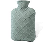 Botella de agua caliente con tapa Bolsa de agua caliente de 2.0 l para aliviar el dolor, calentador de pies en las manos, calambres menstruales, compresa caliente y terapia de frío (verde)