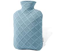 Botella de agua caliente con tapa Bolsa de agua caliente de 2.0L para aliviar el dolor, calentador de pies en las manos, calambres menstruales, compresa caliente y terapia de frío (azul cielo))