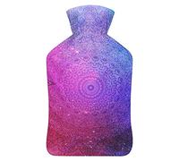 Botella de agua caliente con tapa, bolsa de agua caliente de goma con estampado de mandalas, para aliviar el dolor, calambres, calentador de pies, terapia de calor y frío