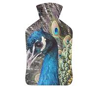 Botella de agua caliente con tapa, bolsa de agua caliente de goma de pavo real para aliviar el dolor, calambres, calentador de pies, terapia de calor y frío