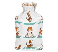 Botella de agua caliente con tapa, bolsa de agua caliente de goma para perro Beagle para aliviar el dolor, calambres, calentador de pies, terapia de calor y frío