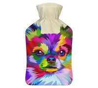 Botella de agua caliente con tapa, bolsa de agua caliente de goma para perro Chihuahua para aliviar el dolor, calambres, calentador de pies, terapia de calor y frío